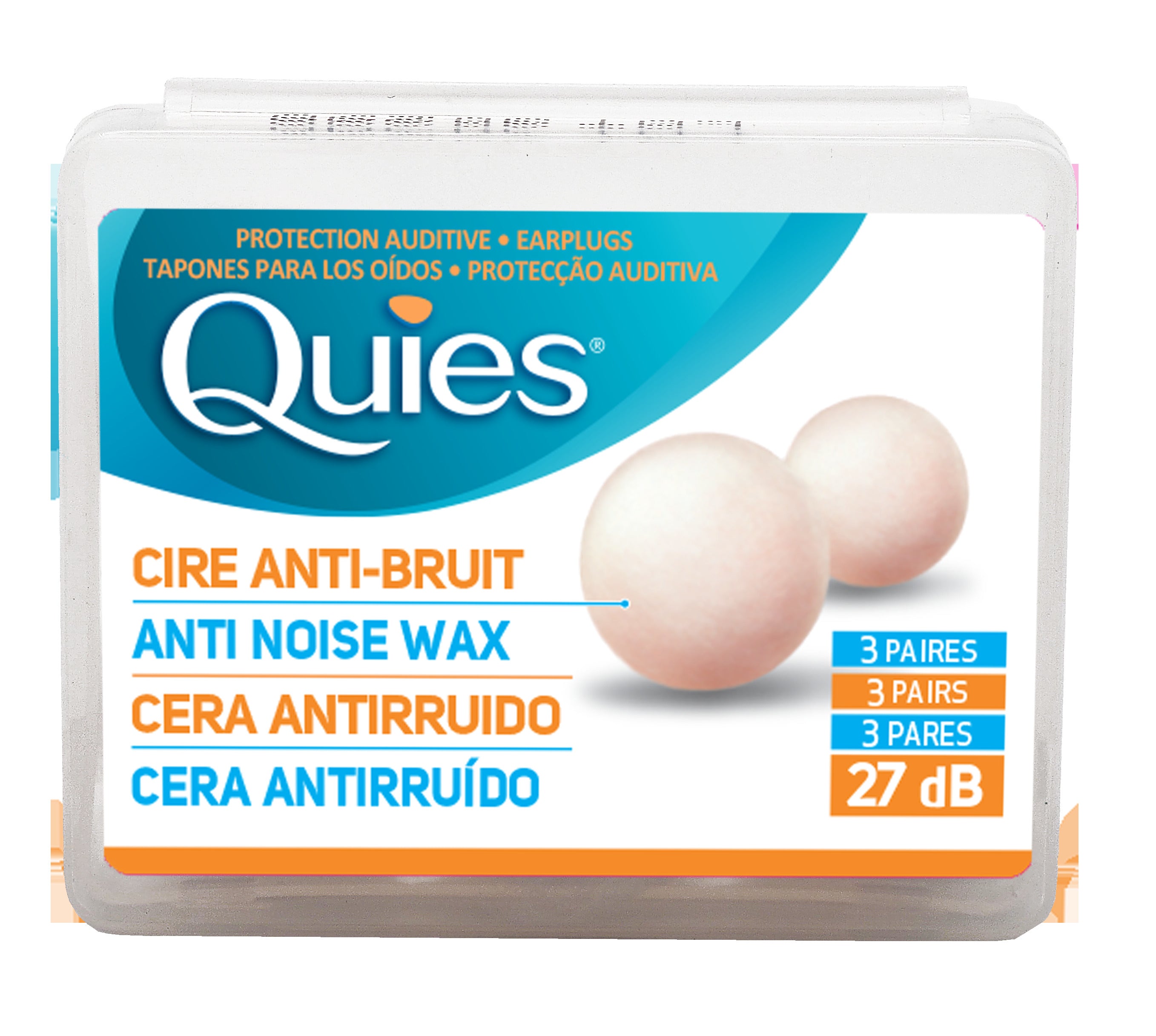 Quies Boules Moldable Wax and Cotton Ear Plugs (Pack of 3 Pairs)