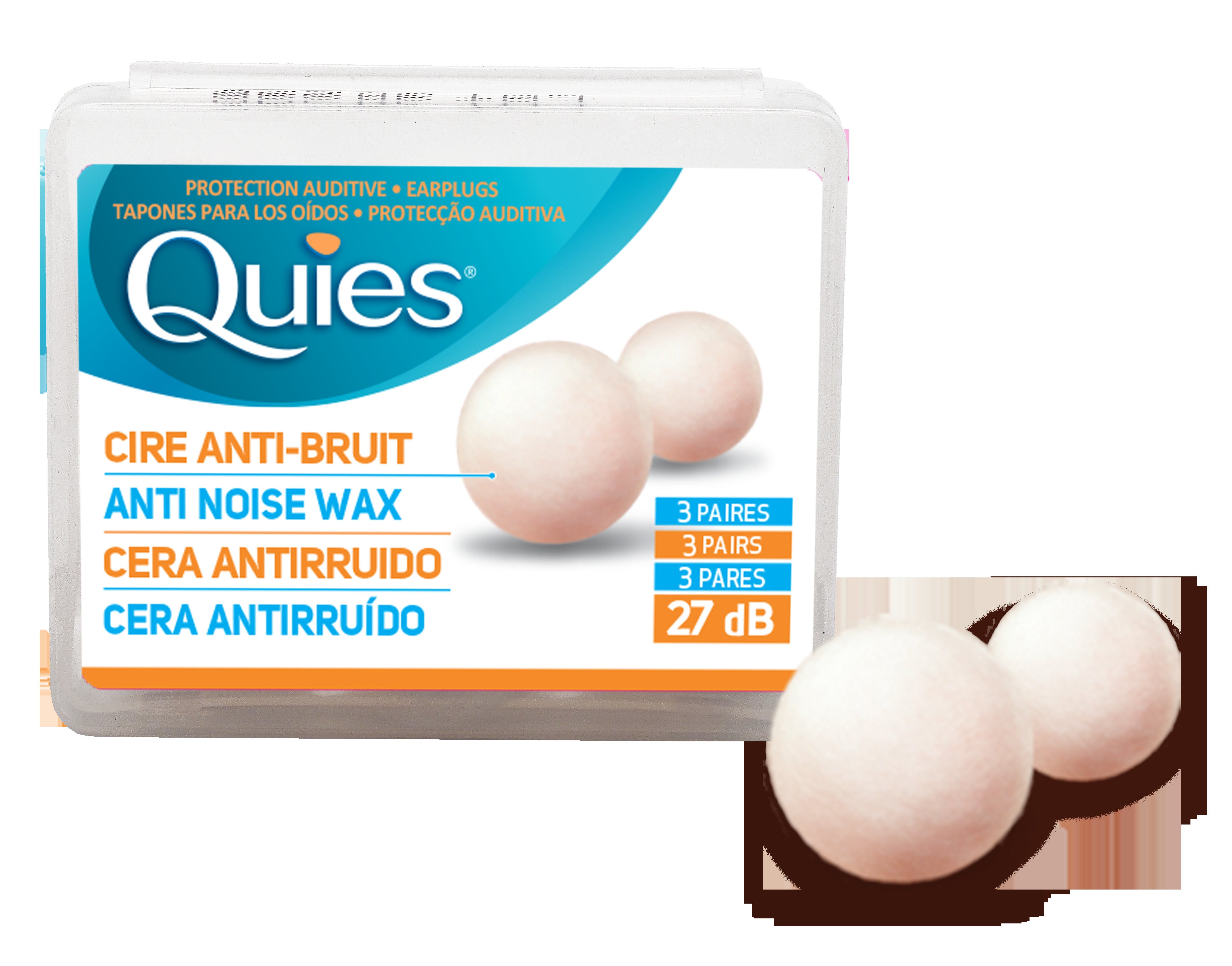 Quies Boules Moldable Wax and Cotton Ear Plugs (Pack of 3 Pairs)