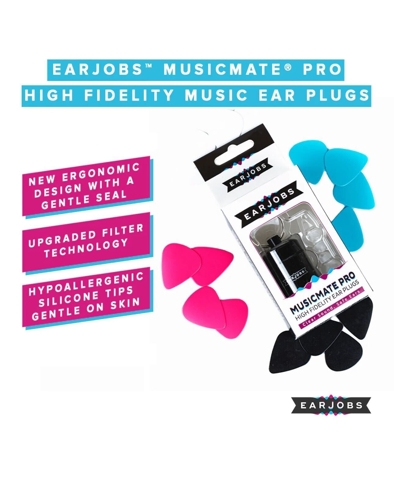 Earjobs™ MUSICMATE® PRO High Fidelity Music Ear Plugs