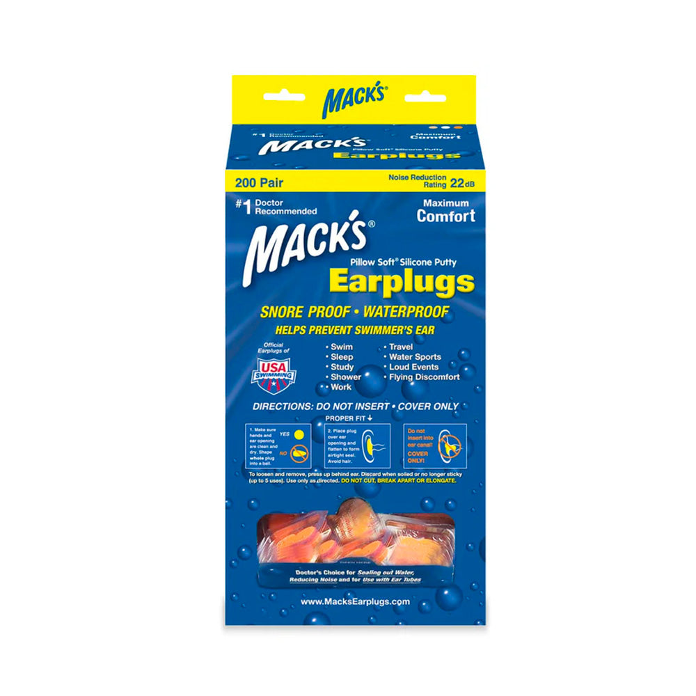 Macks Kids Size Moldable Soft Silicone Ear Plugs (200 Pair Dispenser)