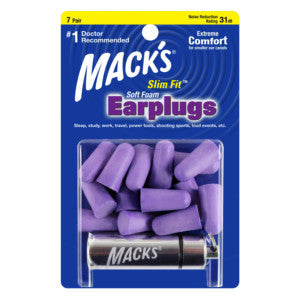 Macks Slim Fit Smaller Soft Foam Ear Plugs (NRR 31 | 7 Pairs w/ Carry Case)
