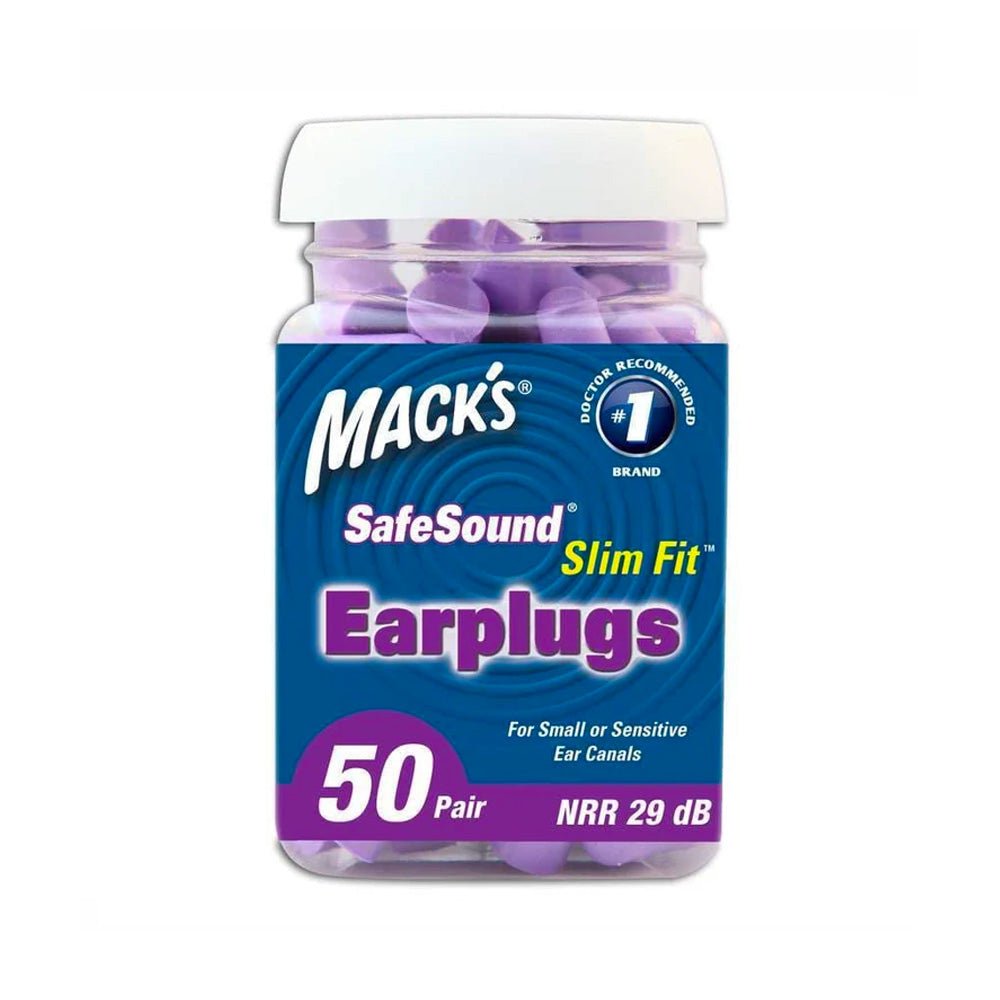 Macks Slim Fit Smaller Soft Foam Ear Plugs (NRR 29 | Bottle of 50 Pairs)