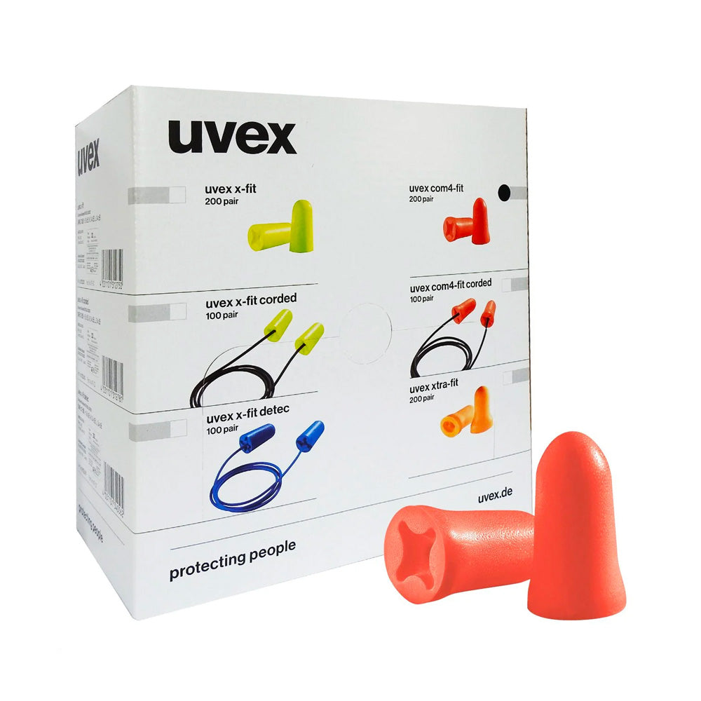 Box - Super Soft Small Orange Uncorded Ear Plugs Uvex Com4-Fit (200 Pairs | SLC80 22dB, Class 4)