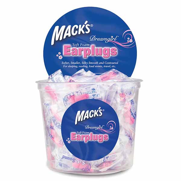 Macks Dreamgirl Soft Foam Ear Plugs (NRR 30 | Tub of 100 Pairs)