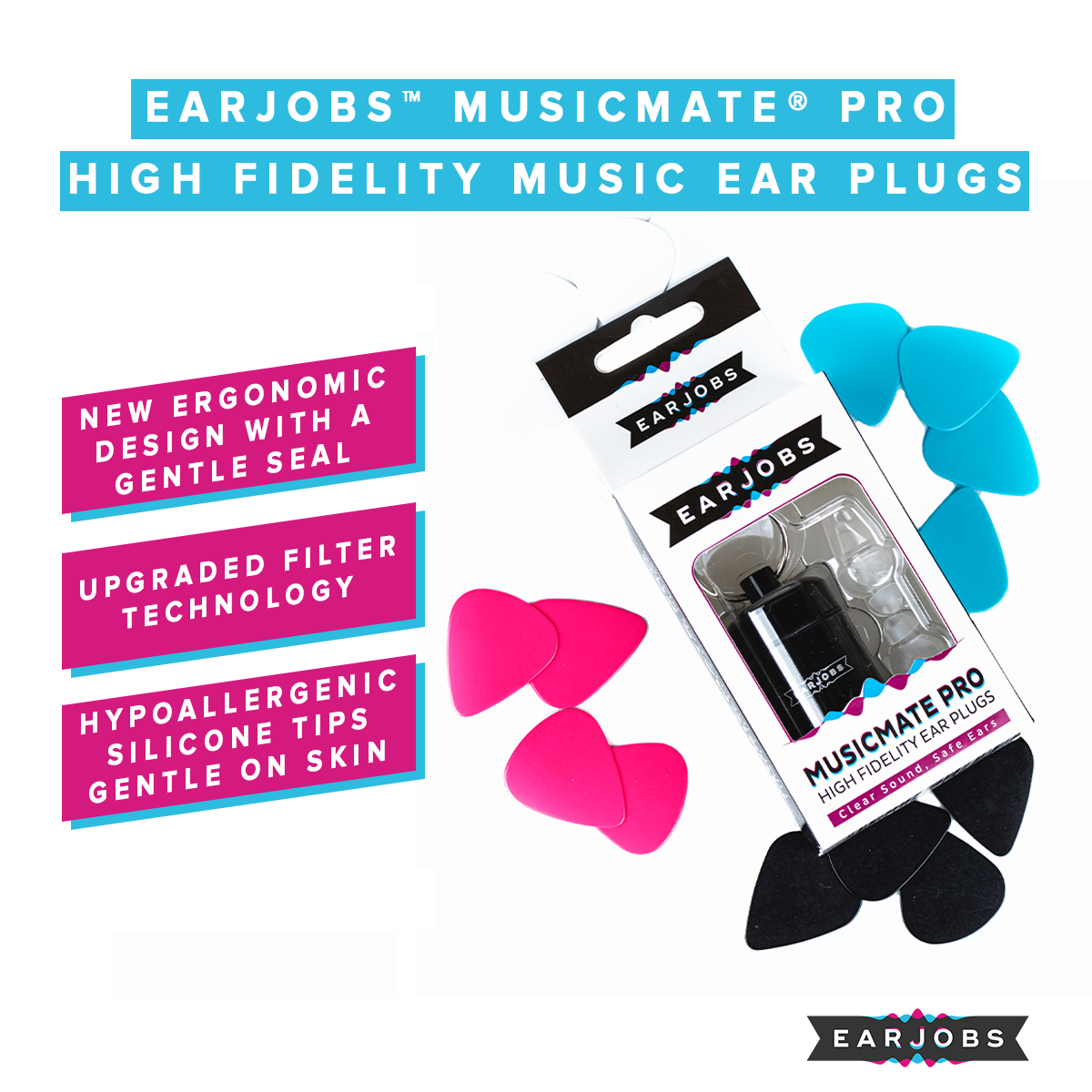 Earjobs™ MUSICMATE® PRO High Fidelity Music Ear Plugs