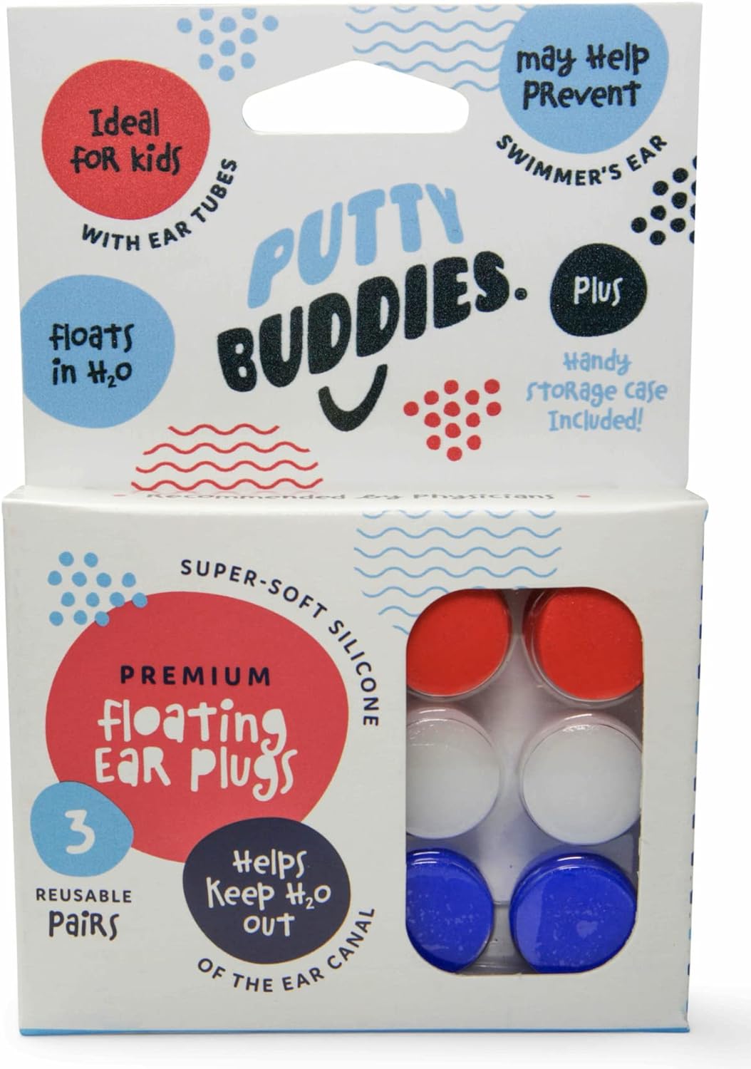 Putty Buddies™ Floating Swimming Ear Plugs for Kids (3 Pair Pack)