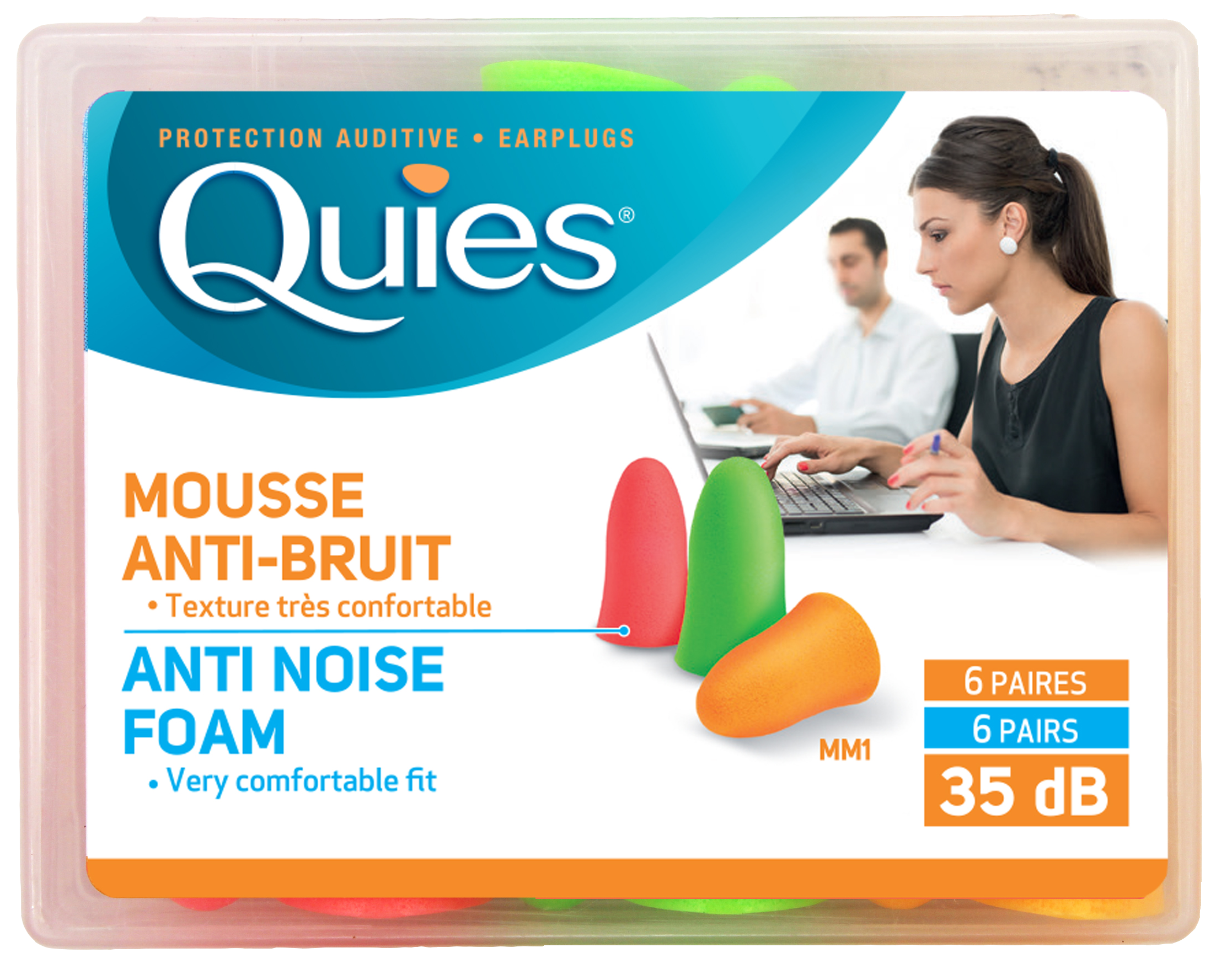 Quies Soft Foam Earplugs (6 Pairs, Soft Fluorescent)