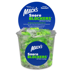 Macks SnoreBlockers™ Soft Foam Ear Plugs (NRR 32 | Tub of 100 Pairs)