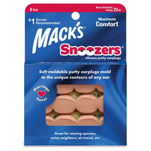 Macks Snoozers™ Moldable Silicone Putty Ear Plugs (NRR 22 | 6 Pairs)