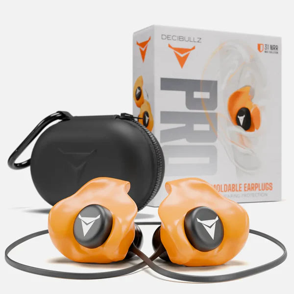 Decibullz PRO Custom Molded Earplugs 31dB NRR Pro-Pack with Case and Lanyard