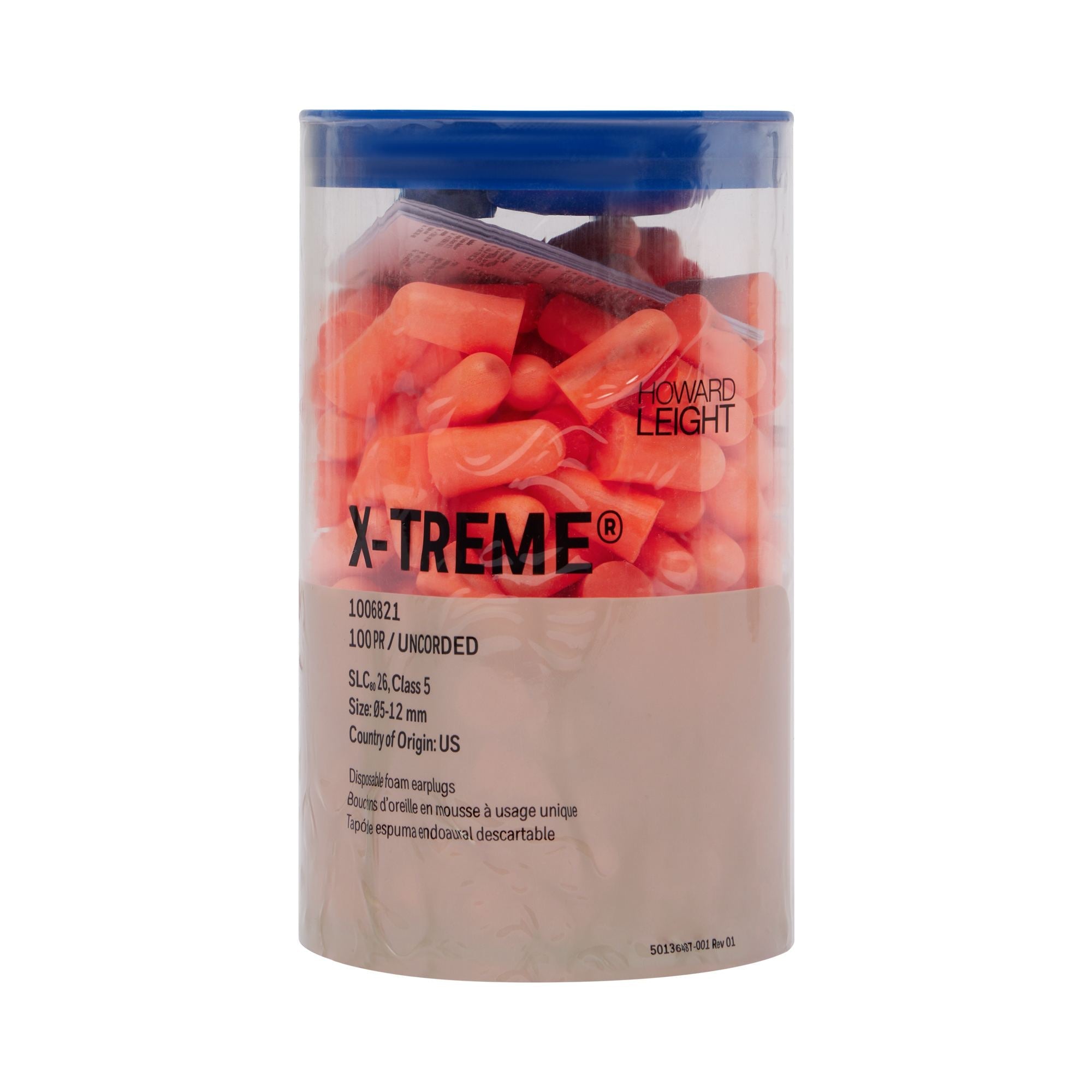 Howard Leight X-Treme Uncorded Ear Plugs Hand Dispenser (100 Pairs | SLC80 26dB, Class 5)