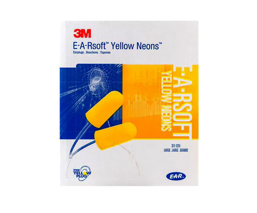 Box - 3M™ EARsoft™ Yellow Neon Large Corded Ear Plugs (200 Pairs | SLC80 23dB, Class 4)