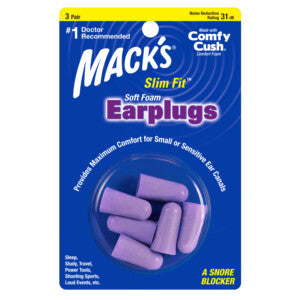 Macks Slim Fit Smaller Soft Foam Ear Plugs (NRR 31 | 3 Pairs)