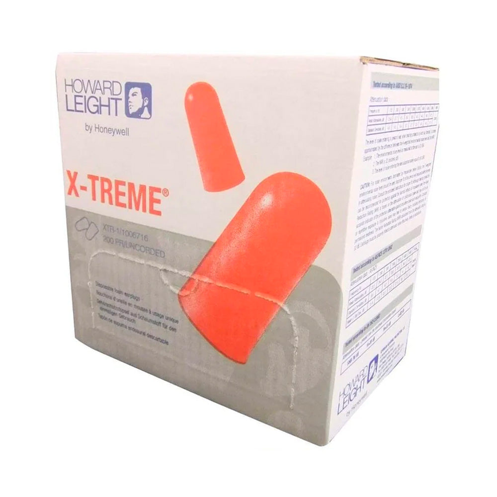 Box - Howard Leight X-Treme Corded Ear Plugs (100 Pairs | SLC80 26dB, Class 5)