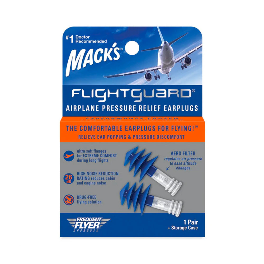 Macks Flightguard Reusable Airplane Pressure Relief Ear Plugs (NRR 26)