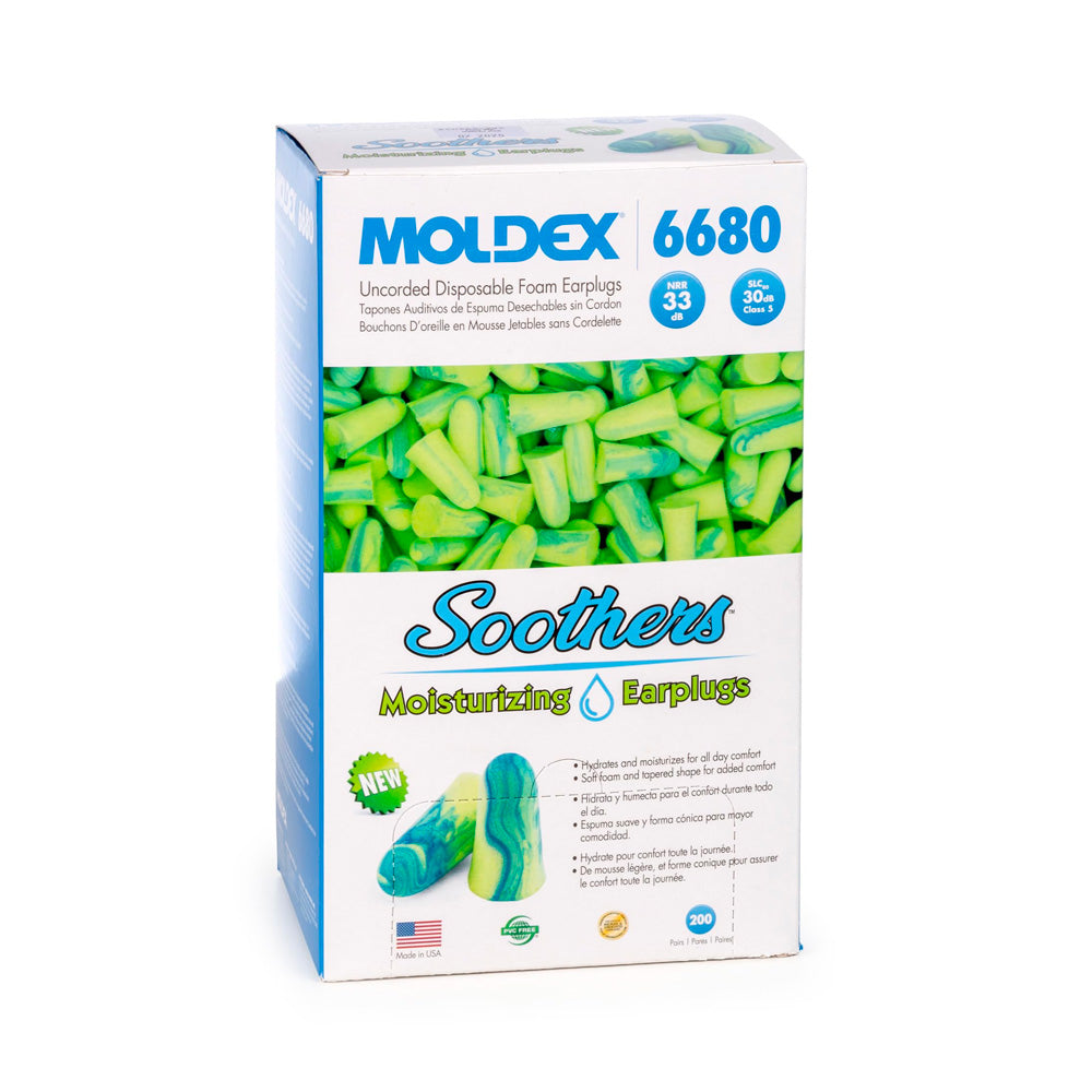 Box - Moldex Soothers® Moisturizing Foam Ear Plugs (SLC80 30dB | 200 Pairs Uncorded)