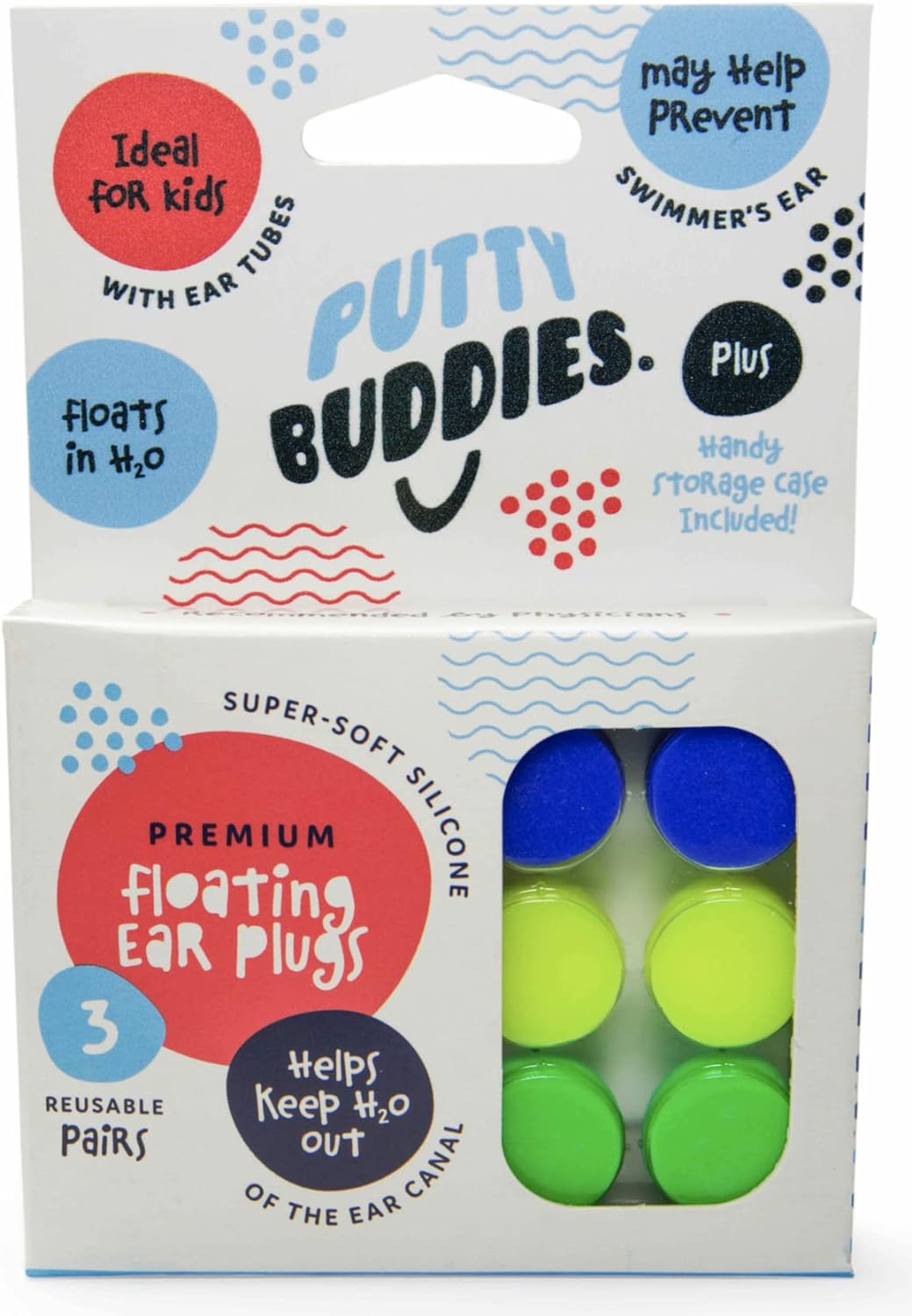 Putty Buddies™ Floating Swimming Ear Plugs for Kids (3 Pair Pack)