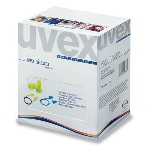 Box - Uvex Hi-Com Lime Disposable Uncorded Earplugs (200 Pairs | SLC80 16 dB, Class 2)
