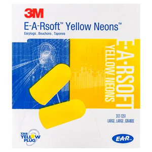 Box - 3M™ EARsoft™ Yellow Neon Large Uncorded Ear Plugs (200 Pairs | SLC80 23dB, Class 4)