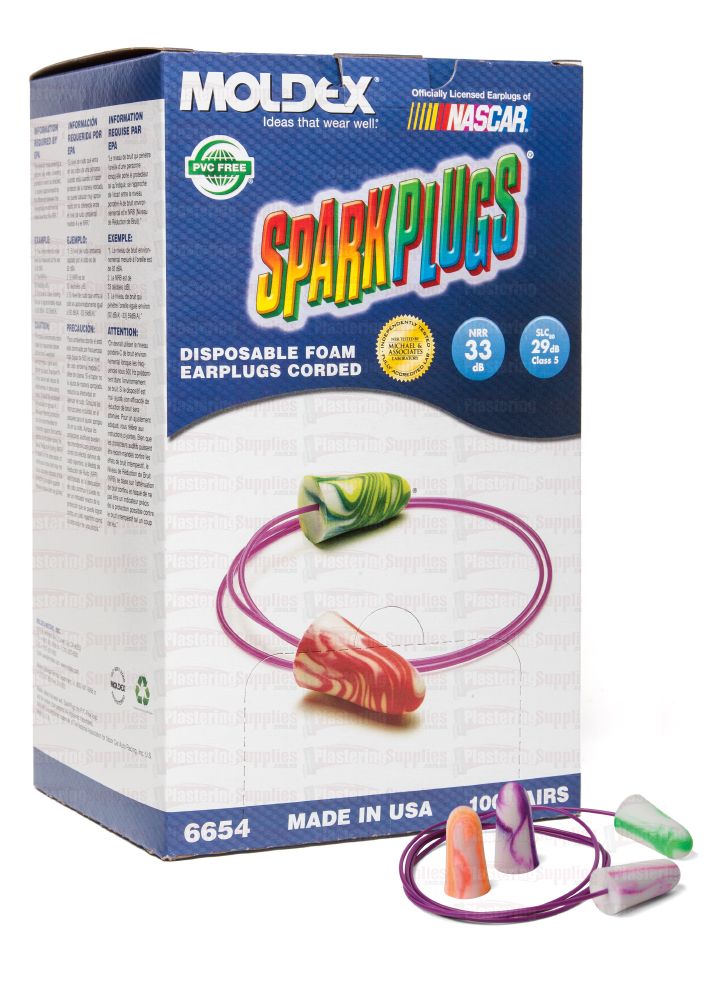 Box - Moldex Sparkplugs® Multicoloured Foam Corded Ear Plugs (100 Pairs | SLC80 29dB, Class 5)