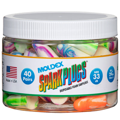 Moldex SparkPlugs® Multicoloured Foam Ear Plugs (40 Pair Canister | SLC80 29dB, Class 5)