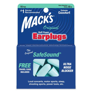 Macks Original Soft Foam Ear Plugs (NRR 29 | 10 Pairs w/ Carry Case)
