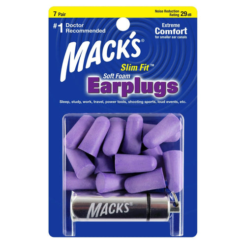 Macks Slim Fit Smaller Soft Foam Ear Plugs (NRR 29 | 7 Pairs w/ Carry Case)