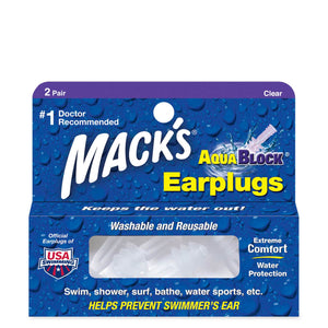 Macks AquaBlock Reusable Swimming Ear Plugs (2 Pairs)