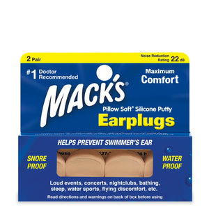 Macks Pillow Soft Mouldable Silicone Ear Plugs (NRR 22 | 2 Pairs)
