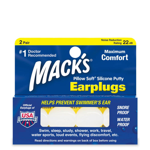 Macks Pillow Soft Mouldable Silicone Ear Plugs (NRR 22 | 2 Pairs)