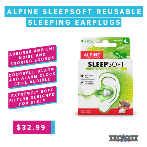 Alpine SleepSoft Sleeping Earplugs - Ultra Soft Filter for Side