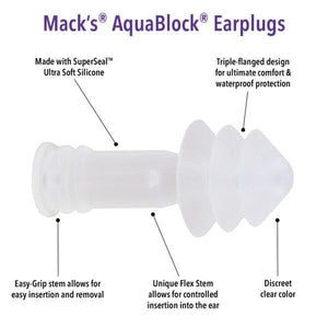 Macks AquaBlock Reusable Swimming Ear Plugs (1 Pair)