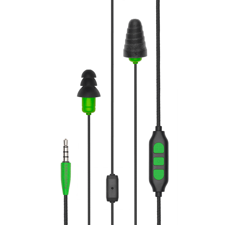 Plugfones™ Protector Plus Industrial Earplug-Earphone Hybrids with In-Line Mic (NRR 27/29)