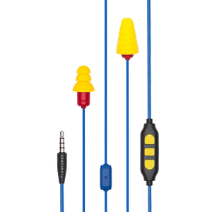Plugfones™ Protector Plus Industrial Earplug-Earphone Hybrids with In-Line Mic (NRR 27/29)
