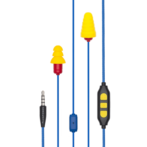 Plugfones™ Protector Plus Industrial Earplug-Earphone Hybrids with In-Line Mic (NRR 27/29)
